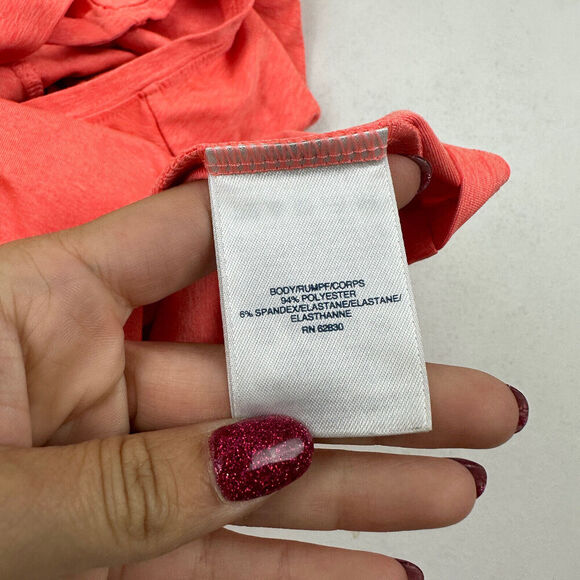 Lands’ End Girls Sz L 14 Orange Twist Open Back Activewear T-Shirt Short Sleeve - Picture 3 of 7